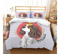 NIOYNJIS Copertina trapunta kit,universale per tutte le stagioni. Copritura trapunta di nozze,morbida e confortevole,Cucciolo di Cavalier King Charles Spaniel con corona da principessa in,228x264cm