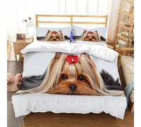 NIOYNJIS Copertina trapunta kit,universale per tutte le stagioni. Copritura trapunta di nozze,morbida e confortevole,Ritratto ravvicinato di un cane Yorkshire Terrier sdraiato su sfondo b,228x264cm