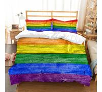NIOYNJIS Copertina trapunta kit,universale per tutte le stagioni. Copritura trapunta di nozze,morbida e confortevole,Arcobaleno, vecchie assi di legno macchiate nei colori dell'arcobaleno,200x228cm