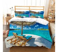 NIOYNJIS Copertina trapunta kit,universale per tutte le stagioni. Copritura trapunta di nozze,morbida e confortevole,Tramonto, Lettini da spiaggia panoramici sotto l'ombrellone Stampa, ma,200x228cm