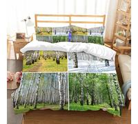 NIOYNJIS Copertina trapunta kit,universale per tutte le stagioni. Copritura trapunta di nozze,morbida e confortevole,Sentiero forestale nella foresta di betulle giungla in autunno inverno,228x264cm