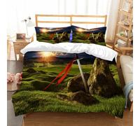 NIOYNJIS Copertina trapunta kit,universale per tutte le stagioni. Copritura trapunta di nozze,morbida e confortevole,La vecchia barca da pesca sopra un cielo al tramonto o all'alba,200x228cm