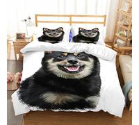 NIOYNJIS Copertina trapunta kit,universale per tutte le stagioni. Copritura trapunta di nozze,morbida e confortevole,Disegno di un cane giapponese Shiba Inu ritratto dipinto a olio su uno,228x264cm