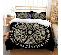 NIOYNJIS Copertina trapunta kit,universale per tutte le stagioni. Copritura trapunta di nozze,morbida e confortevole,Antico scudo ornamentale scandinavo con rune vichinghe e scandinave is,228x264cm