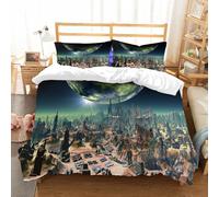 NIOYNJIS Copertina trapunta kit,universale per tutte le stagioni. Copritura trapunta di nozze,morbida e confortevole,Città aliena tra le stelle,228x264cm