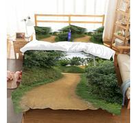 NIOYNJIS Copertina trapunta kit,universale per tutte le stagioni. Copritura trapunta di nozze,morbida e confortevole,Sentiero elfico nella foresta di Hobbit Land a Shire, set cinematograf,228x264cm