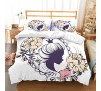 NIOYNJIS Copertina trapunta kit,universale per tutte le stagioni. Copritura trapunta di nozze,morbida e confortevole,Regina, giovane principessa ritratto silhouette in cornice floreale do,200x228cm