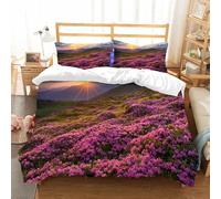 NIOYNJIS Copertina trapunta kit,universale per tutte le stagioni. Copritura trapunta di nozze,morbida e confortevole,Prato fiorito nella valle di montagna con cielo all'orizzonte surreale,228x264cm
