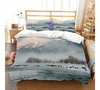 NIOYNJIS Copertina trapunta kit,universale per tutte le stagioni. Copritura trapunta di nozze,morbida e confortevole,La valle di Chilkat sotto una coltre di neve con le montagne sullo sfo,200x228cm