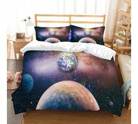 NIOYNJIS Copertina trapunta kit,universale per tutte le stagioni. Copritura trapunta di nozze,morbida e confortevole,Vista panoramica della Terra, del sole, delle stelle e della galassia.,200x228cm
