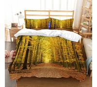 NIOYNJIS Copertina trapunta kit,universale per tutte le stagioni. Copritura trapunta di nozze,morbida e confortevole,Autunno colorato nella foresta con alberi con foglie gialle e arancion,228x264cm