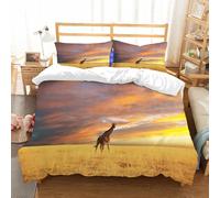 NIOYNJIS Copertina trapunta kit,universale per tutte le stagioni. Copritura trapunta di nozze,morbida e confortevole,giraffa nella savana all'alba,228x264cm
