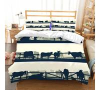 NIOYNJIS Copertina trapunta kit,universale per tutte le stagioni. Copritura trapunta di nozze,morbida e confortevole,Tema agricolo pascolo animali da fattoria mucche tori silhouette rural,228x264cm