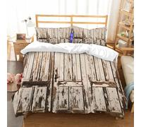 NIOYNJIS Copertina trapunta kit,universale per tutte le stagioni. Copritura trapunta di nozze,morbida e confortevole,Ingresso rustico e vintage con vecchie assi verticali, design in legno,200x228cm