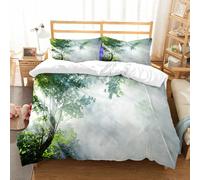 NIOYNJIS Copertina trapunta kit,universale per tutte le stagioni. Copritura trapunta di nozze,morbida e confortevole, Raggio di sole nella foresta pluviale tra le ombre degli alberi Solit,200x228cm