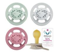 nip Cherry Ciuccio, 0-6 mesi, 4 pezzi, a Forma a ciliegia, Lattice | adatto all'allattamento, adatto alla mascella, tettarella rotonda naturale, in gomma naturale, rosso/grigio