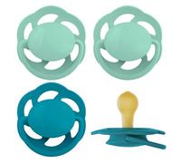 nip Cherry Ciuccio, 6+ mesi, 4 pezzi, a Forma a ciliegia, Lattice | adatto all'allattamento, adatto alla mascella, tettarella rotonda naturale, gomma naturale, verde/petrolio