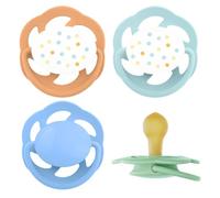 nip Cherry Ciuccio, 6+ mesi, 4 pezzi, a Forma a ciliegia, Lattice | adatto all'allattamento, adatto alla mascella, tettarella rotonda naturale, gomma naturale, arancione/blu