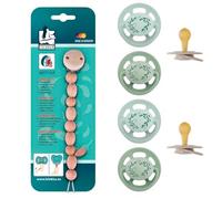 NIP Cherry, ciuccio di misura 1, per bambini da 0 a 6 mesi, di colore blu, turchese, verde e azzurro, confezione da 4