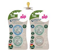 NIP Cherry ciuccio lattice Night, Il bottone si illumina al buio, misura 1 (0-6 mesi) 4 pezzi, made in Germany)