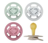 nip - Cherry Green | Dai 6 mesi | Ciuccio per l'allattamento con tettarella delicata sui denti per neonati. Ciuccio sostenibile realizzato con materie prime naturali | 4 pezzi, rosso/grigio