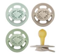 nip - Cherry Green | Dai 6 mesi | Ciuccio per l'allattamento con tettarella delicata sui denti per neonati. Ciuccio sostenibile realizzato con materie prime naturali | 4 pezzi, verde chiaro/marrone