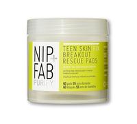 Nip+Fab Nip + Fab Teen Skin Fix Zero Breakout Rescue Pads, Esfolianti per il viso, Acido salicilico, Amamelide, Estratto di Wasabi antiossidante, Acido BHA, Pori puliti, Niente brufoli, 60 pezzi