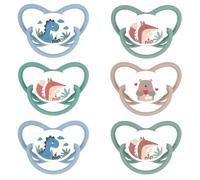NIP My Butterfly - Set di 6 ciucci in silicone, misura 2 (5-18 mesi), beige/blu/verde, con materie prime sostenibili