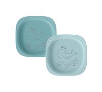 nip - Piatti per bambini | dai 4 mesi | 2 pezzi | adatti al microonde e alla lavastoviglie, perfetti per l'introduzione degli alimenti complementari, senza BPA, senza melamina | motivo animali, blu