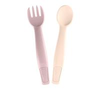 nip posate per bambini, dai 9 mesi, set cucchiaio e forchetta, rosa | Posate per imparare a mangiare, design ergonomico e adatto ai bambini, lavabili in lavastoviglie e resistenti agli urti