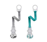 Nip - Set da 2 nastri per ciuccio con anello in silicone flessibile e chiusura comoda per tutti i ciucci,prodotto in Germania