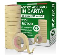 Nipa | Set 12 Rotoli Nastro Carta per Mascheratura Professionale, 25Mm X 50M - N
