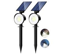 nipify 2 Pezzi Faretti Solari a Led da Esterno, 3 Modalità Luci Solari da Giardino Potenti, Impermeabile Lampade Solare per Patio, Garage, Cortile, Parete, Prato (Bianco)
