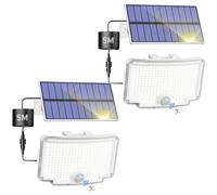 nipify 318LED Faretti Solari a Led da Esterno 【2 Pezzi/Cornice Bianca】, 270° Illuminazione Faro Led Esterno con Pannello Solare, IP65 Impermeabile 3 Modes Luce Solare Esterno con Movimento