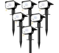 nipify 6 Pezzi Faretti Solari da Giardino con Sensore di Movimento, 3 Modes Lampade da Giardino Potenti Impermeabile Luci Solari Esterno Energia per Cortile Vialetto (Bianco Freddo)