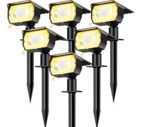 nipify 6 Pezzi Faretti Solari da Giardino con Sensore di Movimento, 3 Modes Lampade da Giardino Potenti Impermeabile Luci Solari Esterno Energia per Cortile Vialetto (Bianco caldo)