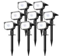 nipify 8 Pezzi Faretti Solari da Giardino con Sensore di Movimento, 3 Modes Lampade da Giardino Potenti Impermeabile Luci Solari Esterno per Cortile Vialetto (Bianco Freddo)