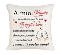 Nipote Copricuscini Regalo Compleanno Ricordo Cuscino Decorativo Per il Uomo''A Mio Nipote Non Dimenticarlo Mai Ti Voglio Bene'' Incoraggiare il cuore delle persone Copricuscino ispirato per pollice