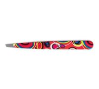 Nippes Retro - Pinzette per cosmetici rosse, punta obliqua, in acciaio inox, laccate colorate, lunghezza 9 cm, pinzette sottili, pinzette per sopracciglia