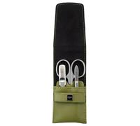 nippes Solingen Set manicure Verde, 3 pezzi, astuccio per unghie in pelle di eucalipto vegana, strumenti in acciaio inox, senza nichel e antiruggine, set per la cura delle unghie, prodotto in Solingen