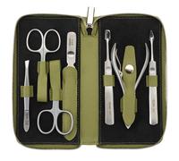 Nippes Set per manicure Verde Eucalipto in pelle, 7 pezzi