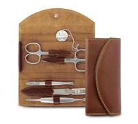 nippes Solingen Classic Premium Set Manicure, 5 pezzi, astuccio in vero cuoio bovino italiano, strumenti antiruggine in acciaio inox senza nichel, set unghie Made in Solingen/Germany