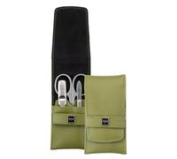 nippes Solingen Set manicure Verde, 3 pezzi, astuccio per unghie in pelle di eucalipto vegana, strumenti in acciaio inox, senza nichel e antiruggine, set per la cura delle unghie, prodotto in Solingen