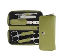 nippes Solingen Set manicure Verde, 5 pezzi, astuccio per unghie in pelle di eucalipto vegana, strumenti in acciaio inox, senza nichel e antiruggine, set per la cura delle unghie, prodotto in Solingen