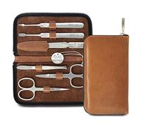 nippes Solingen, set per manicure, da 6 pezzi, in acciaio inox antiruggine e senza nichel, in custodia di colore marrone