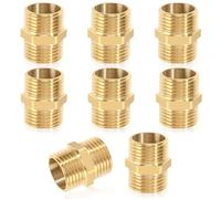 Nipplo Doppio 1/2 Pollice (ø20 Mm), 8 Pezzi In Ottone Filettatura Maschio Doppio Nipplo Esagonale 1/2”, Raccordi Filettati in Ottone Per il Riscaldamento Dell'Impianto