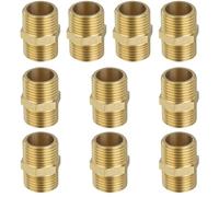 Nipplo esagonale in ottone per adattatore per raccordo per tubi maschio-maschio per acqua potabile, resistente alla corrosione, resistente alla ruggine, filettatura sigillata a secco ad 10 pezzi M1/8