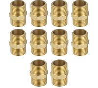 Nipplo esagonale in ottone per tubo da giardino Raccordo maschio-maschio, adattatore filettato sigillato a secco ad alta pressione resistente alla corrosione e alla ruggine per acqua pot 10 pezzi M1″