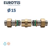 Nipplo manicotto giunto Ø 15 filettato in ottone ad innesto rapido con doppio o