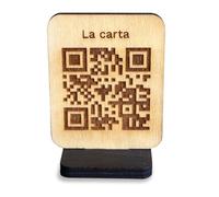 NIPRO | Pannello QR in legno Codice QR per Menu Ristorante Caffè Bar Insegna Menu Inciso Personalizzato, Wifi o Valutazioni (Design a 2 facce)